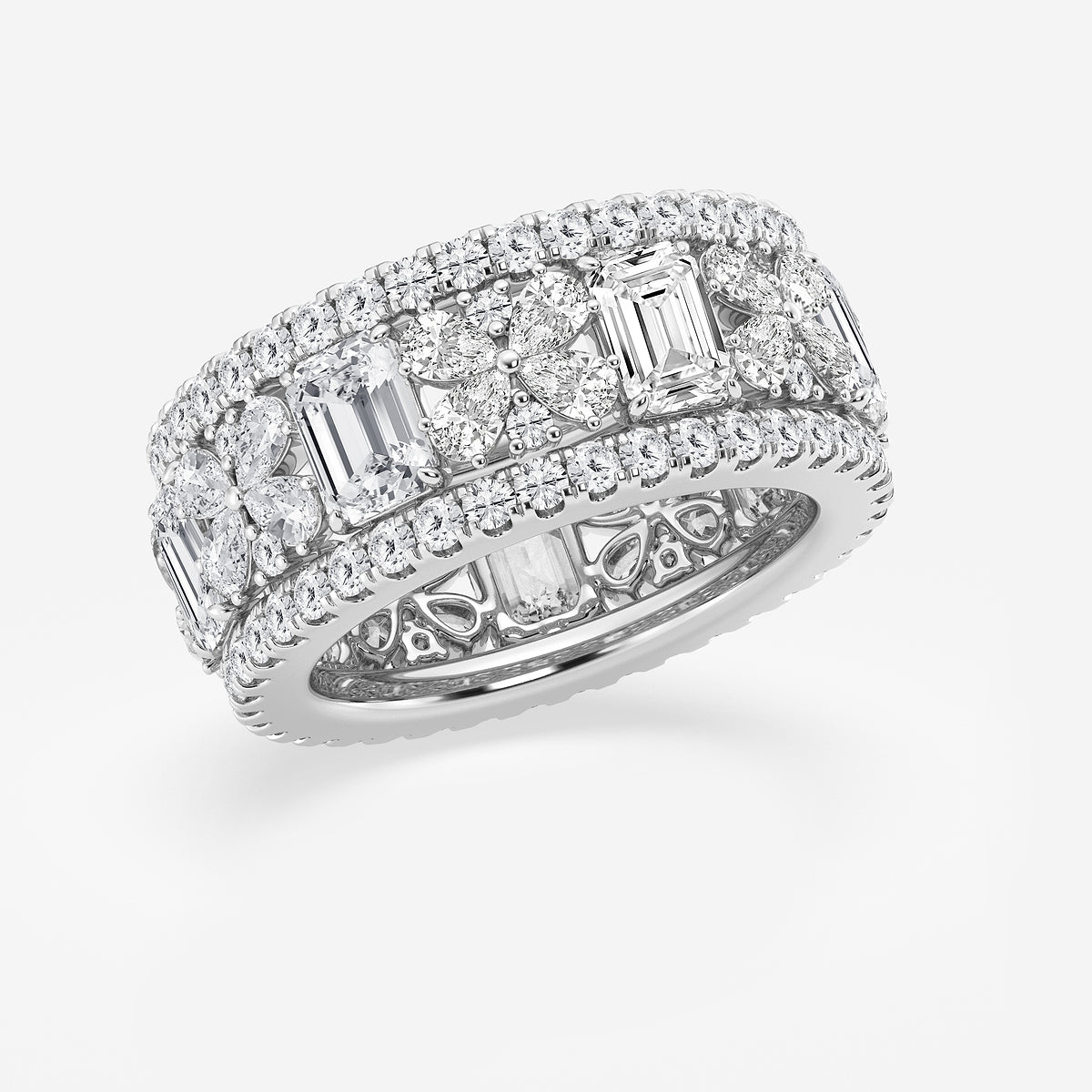 Ashlyn 6 ctw Multi-Shape Lab Grown Diamond Butterfly and Emerald Eternity Band