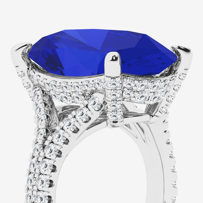 Dahlia Oval Sapphire Hidden Halo Ring