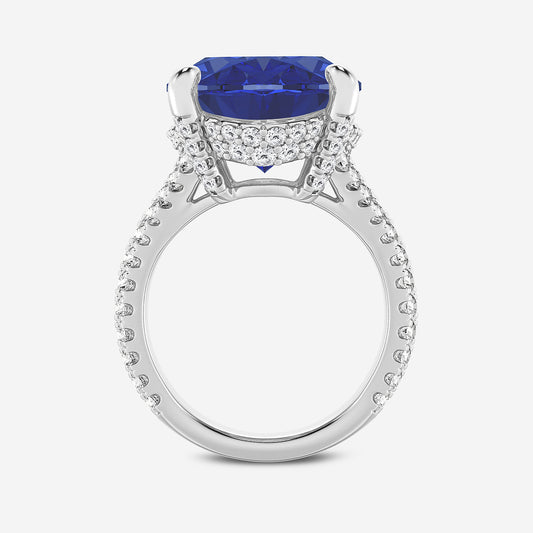 Dahlia Oval Sapphire Hidden Halo Ring