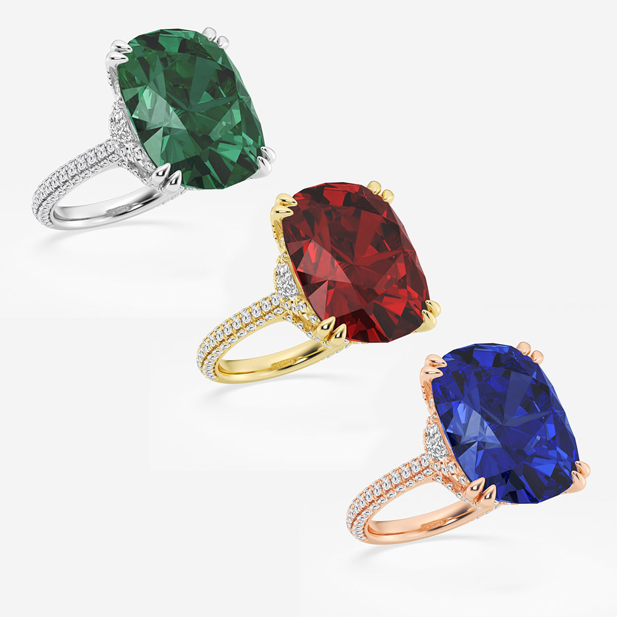Elongated Cushion Sapphire Hidden Halo Ring