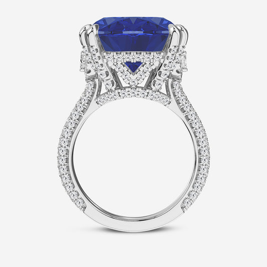 Elongated Cushion Sapphire Hidden Halo Ring