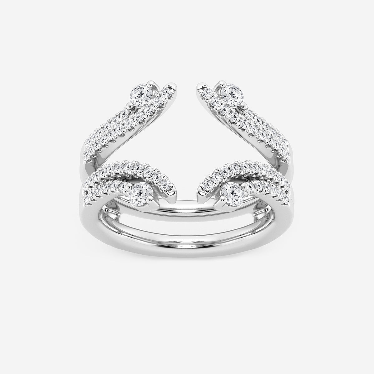 Logan 1/2 ctw Round Lab Grown Diamond Two Row Ring Enhancer    14K White Gold, DE, VS1
