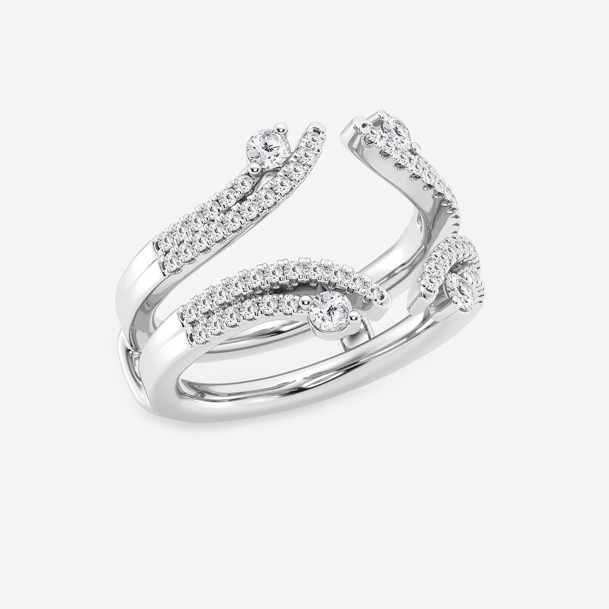 Logan 1/2 ctw Round Lab Grown Diamond Two Row Ring Enhancer    14K White Gold, DE, VS1