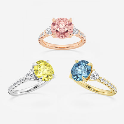 Jalyn Fancy Pink Round Diamond Ring with Trillion Accents