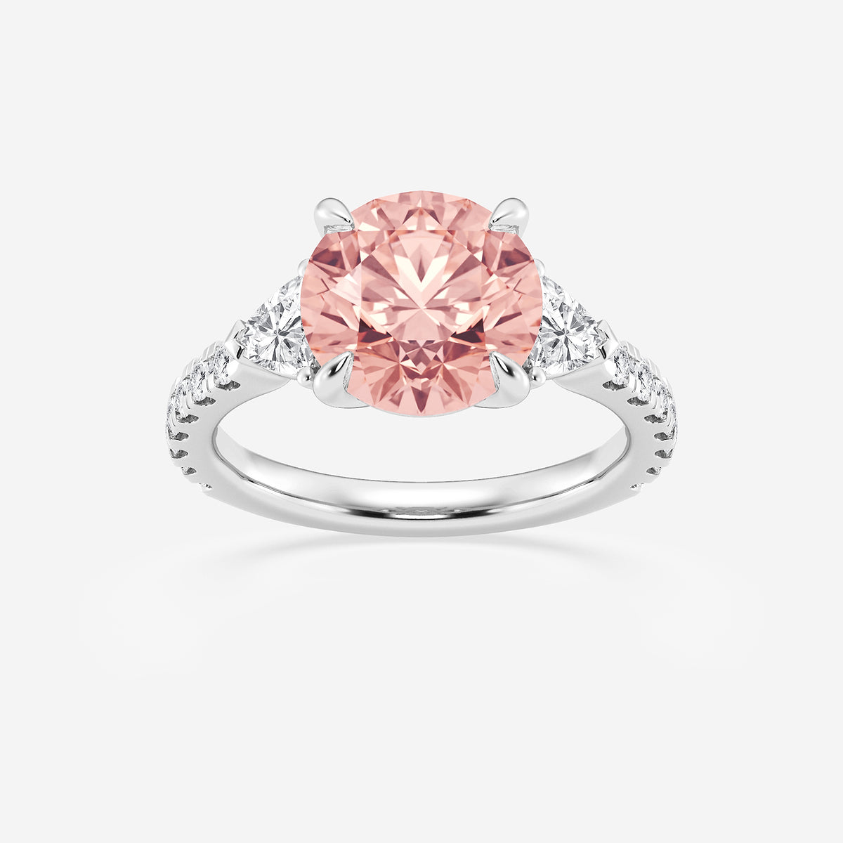 Jalyn Fancy Pink Round Diamond Ring with Trillion Accents