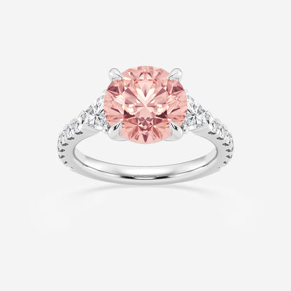 Jalyn Fancy Pink Round Diamond Ring with Trillion Accents