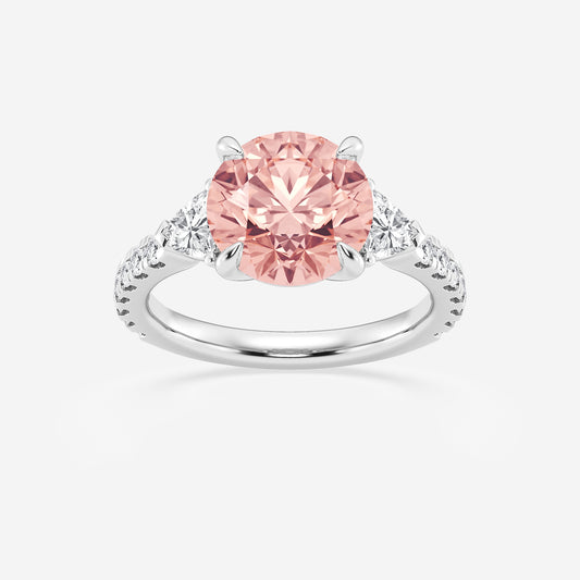 Jalyn Fancy Pink Round Diamond Ring with Trillion Accents