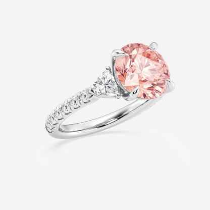 Jalyn Fancy Pink Round Diamond Ring with Trillion Accents