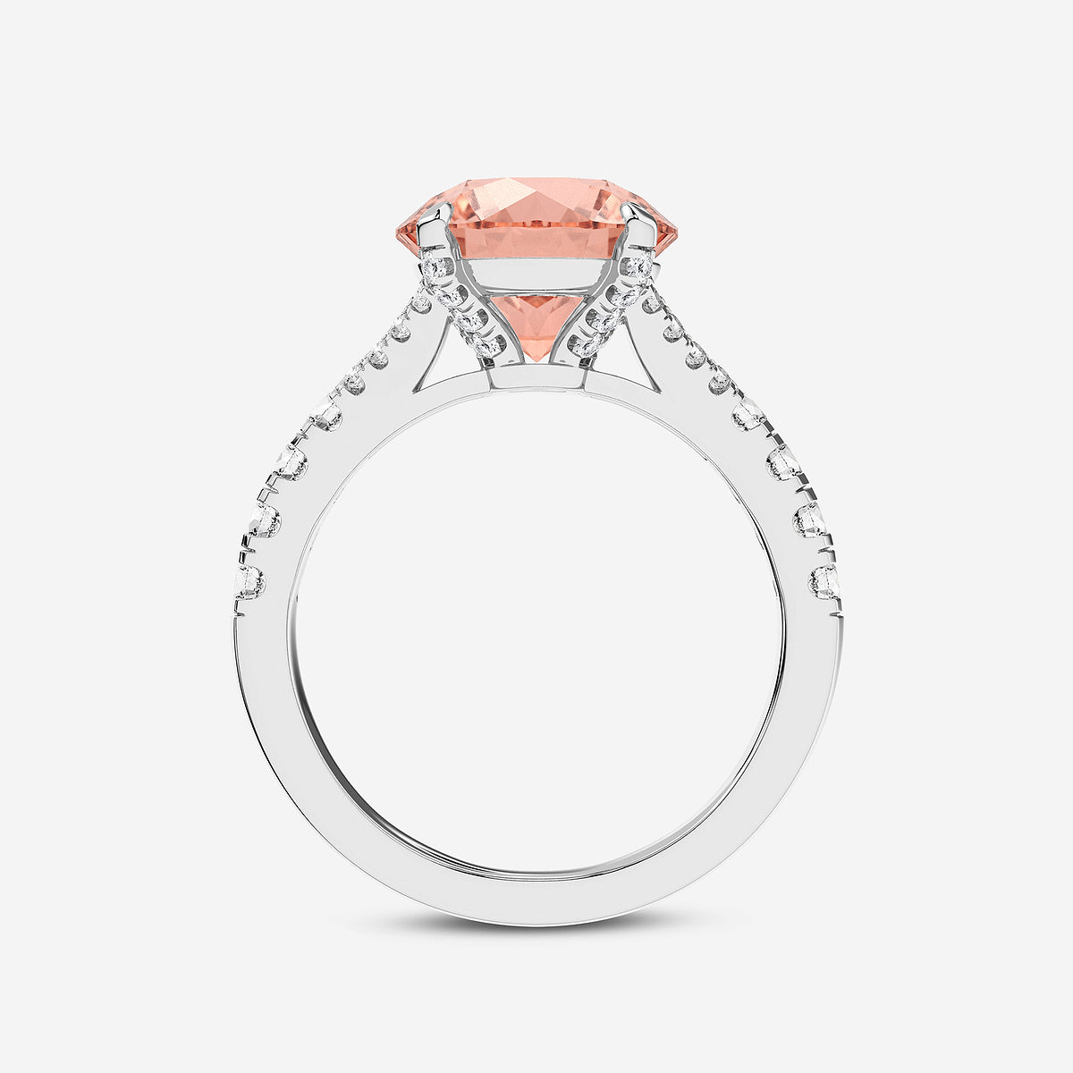 Abigail Fancy Pink Round Diamond Split Shank Ring in Platinum