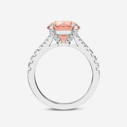 Abigail Fancy Pink Round Diamond Split Shank Ring in Platinum