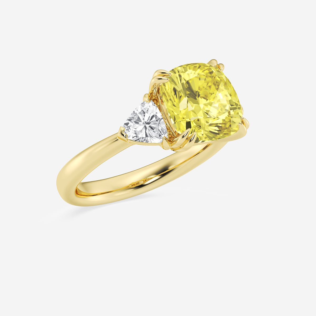 Thalia Fancy Yellow Cushion Diamond Three Stone Ring