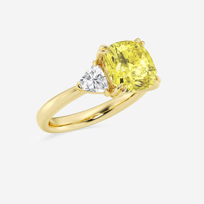 Thalia Fancy Yellow Cushion Diamond Three Stone Ring