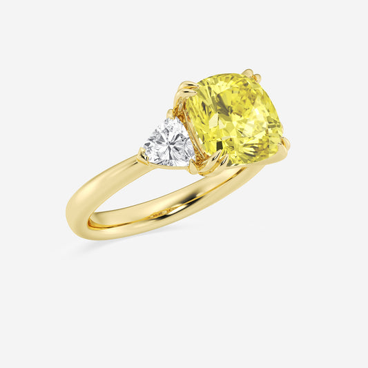 Thalia Fancy Yellow Cushion Diamond Three Stone Ring