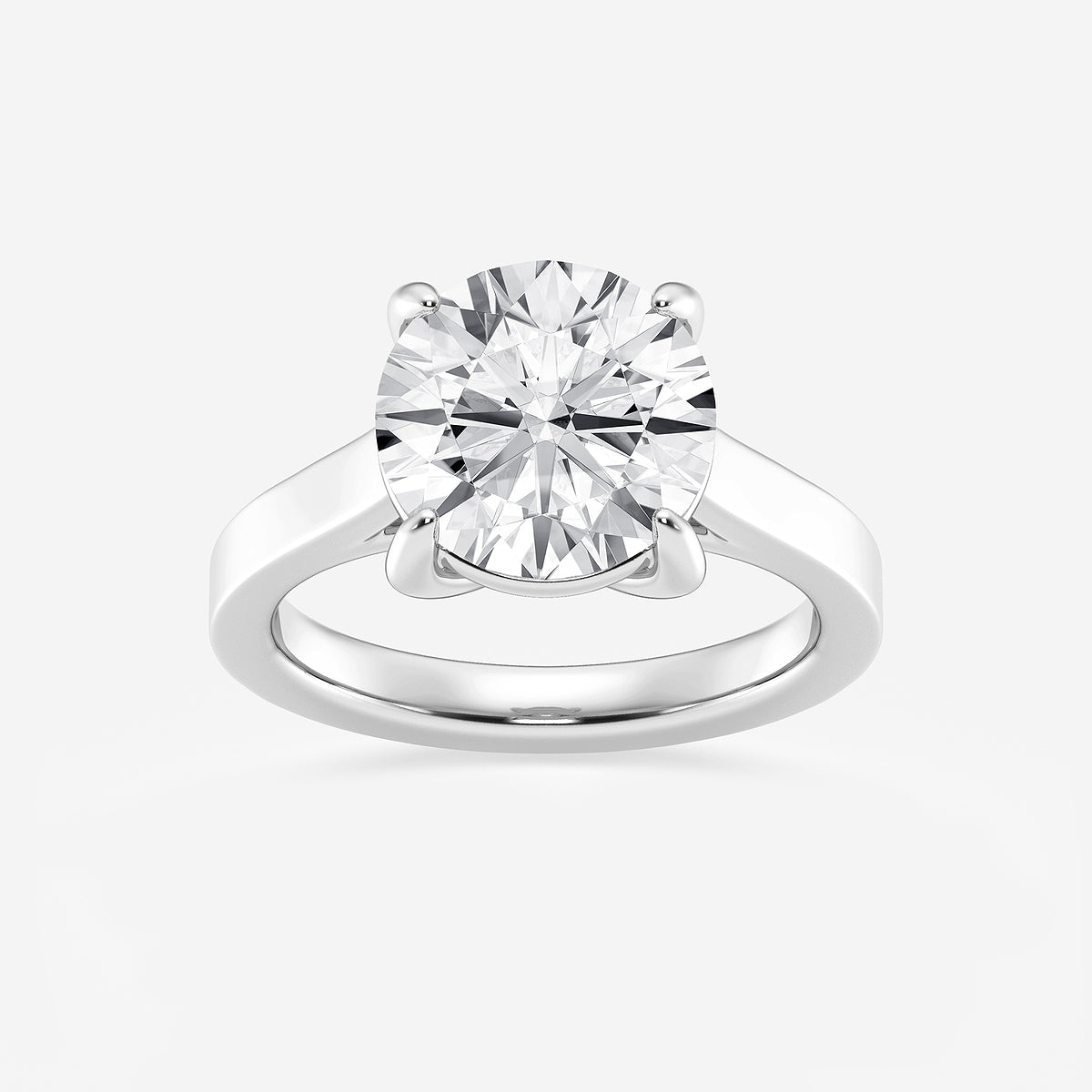Rouge Round Diamond Solitaire Engagement Ring in Platinum - 4 CTW