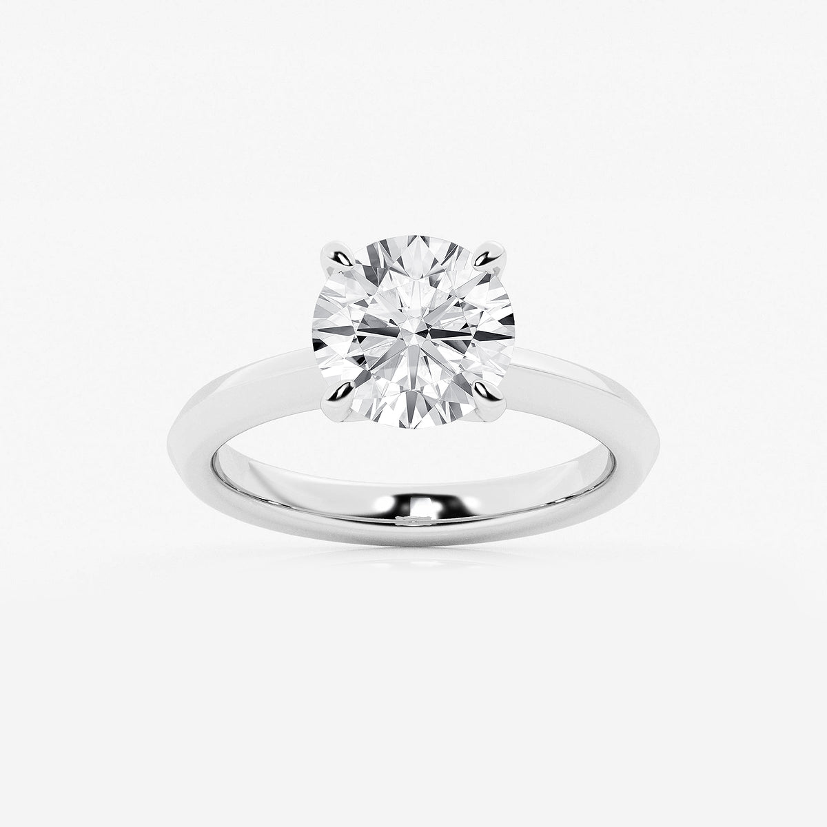 Juno Round Diamond Knife Edge Solitaire Ring in 14K White Gold - 2.5 CTW