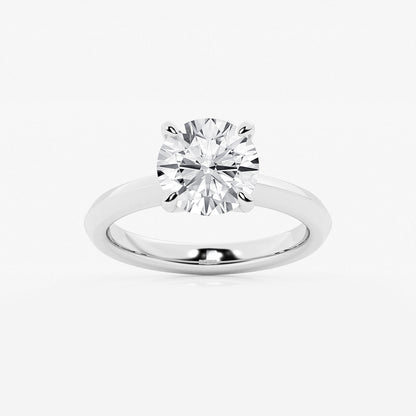 Juno Round Diamond Knife Edge Solitaire Ring in 14K White Gold - 2.5 CTW