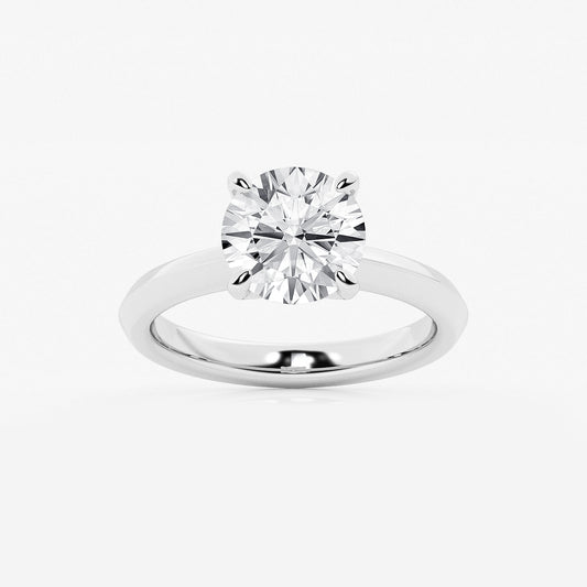 Juno Round Diamond Knife Edge Solitaire Ring in 14K White Gold - 2.5 CTW