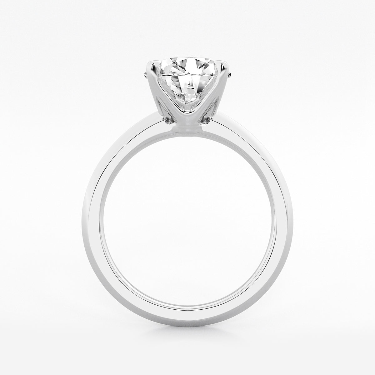 Juno Round Diamond Knife Edge Solitaire Ring in 14K White Gold - 2.5 CTW
