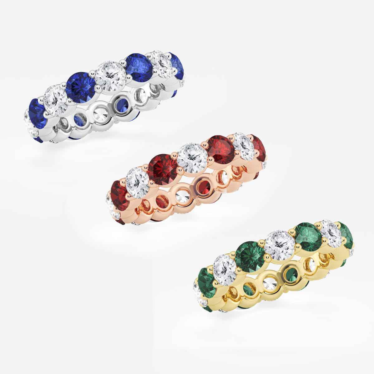 Indira 4.4 mm Round Cut Created Sapphire and 2 2/3 ctw Round Lab Grown Diamond Eternity Band - 4.5mm Width    Platinum