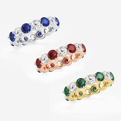 Indira 4.4 mm Round Cut Created Sapphire and 2 2/3 ctw Round Lab Grown Diamond Eternity Band - 4.5mm Width    Platinum
