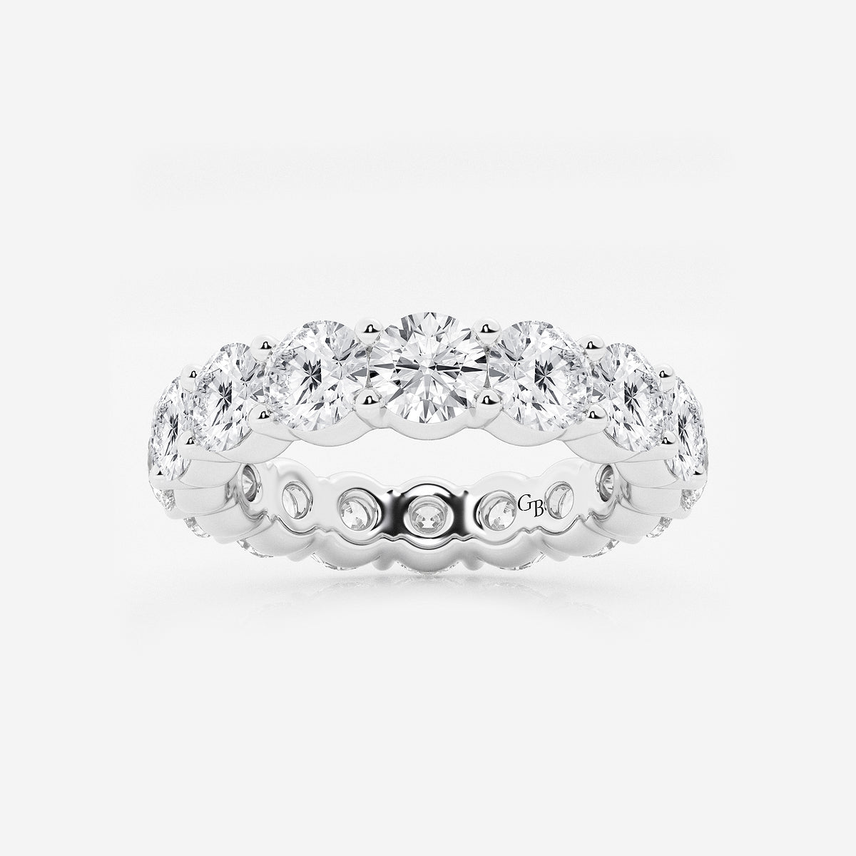 Paris 5 ctw Shared Prong Round Lab Grown Diamond Eternity Band - 4.5mm Width    14K White Gold, DE, VS1