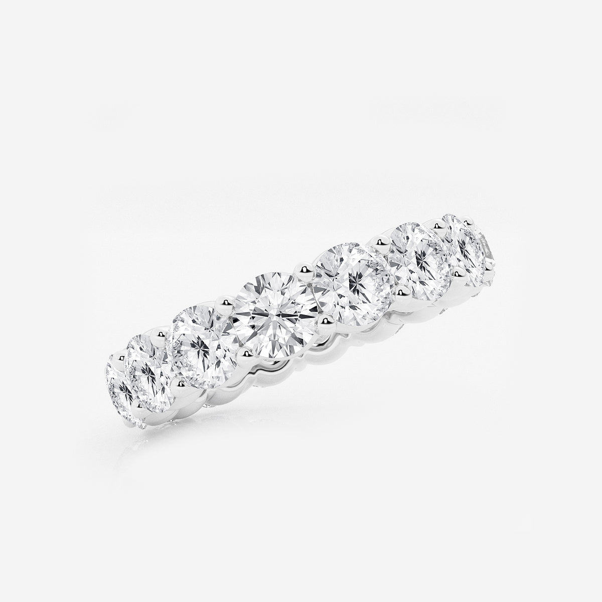 Paris 5 ctw Shared Prong Round Lab Grown Diamond Eternity Band - 4.5mm Width    14K White Gold, DE, VS1