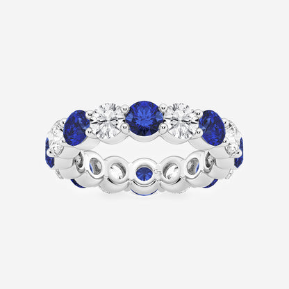 Indira 4.4 mm Round Cut Created Sapphire and 2 2/3 ctw Round Lab Grown Diamond Eternity Band - 4.5mm Width    Platinum