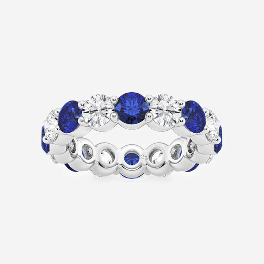 Indira 4.4 mm Round Cut Created Sapphire and 2 2/3 ctw Round Lab Grown Diamond Eternity Band - 4.5mm Width    Platinum