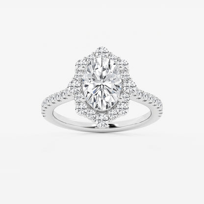 Solstice Oval Diamond Floral Halo Engagement Ring in 14K White Gold - 2.78 CTW