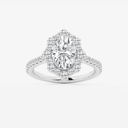 Solstice Oval Diamond Floral Halo Engagement Ring in 14K White Gold - 2.78 CTW