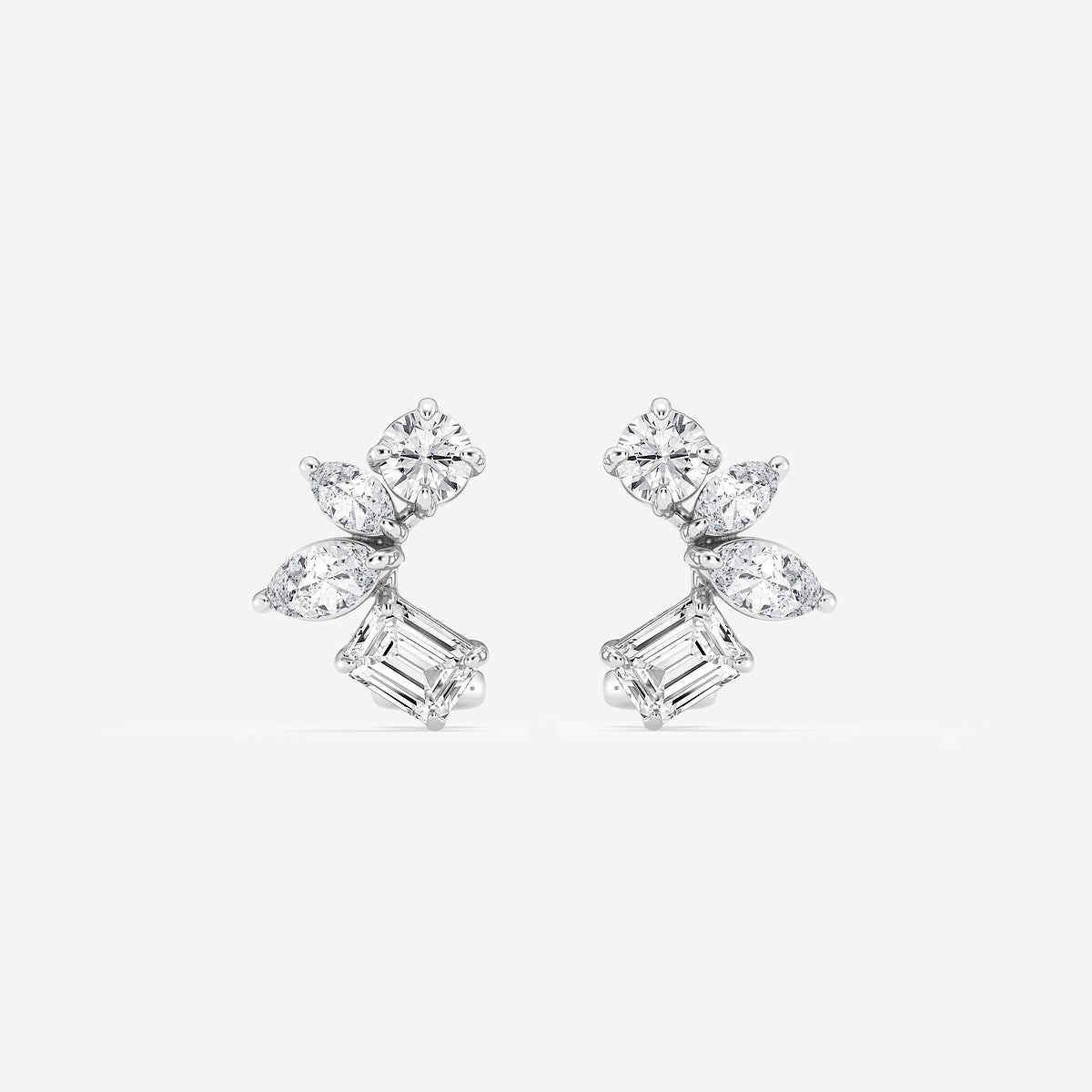 2 ctw Multi-Shape Lab Grown Diamond Earrings    14K White Gold, DE, VS1