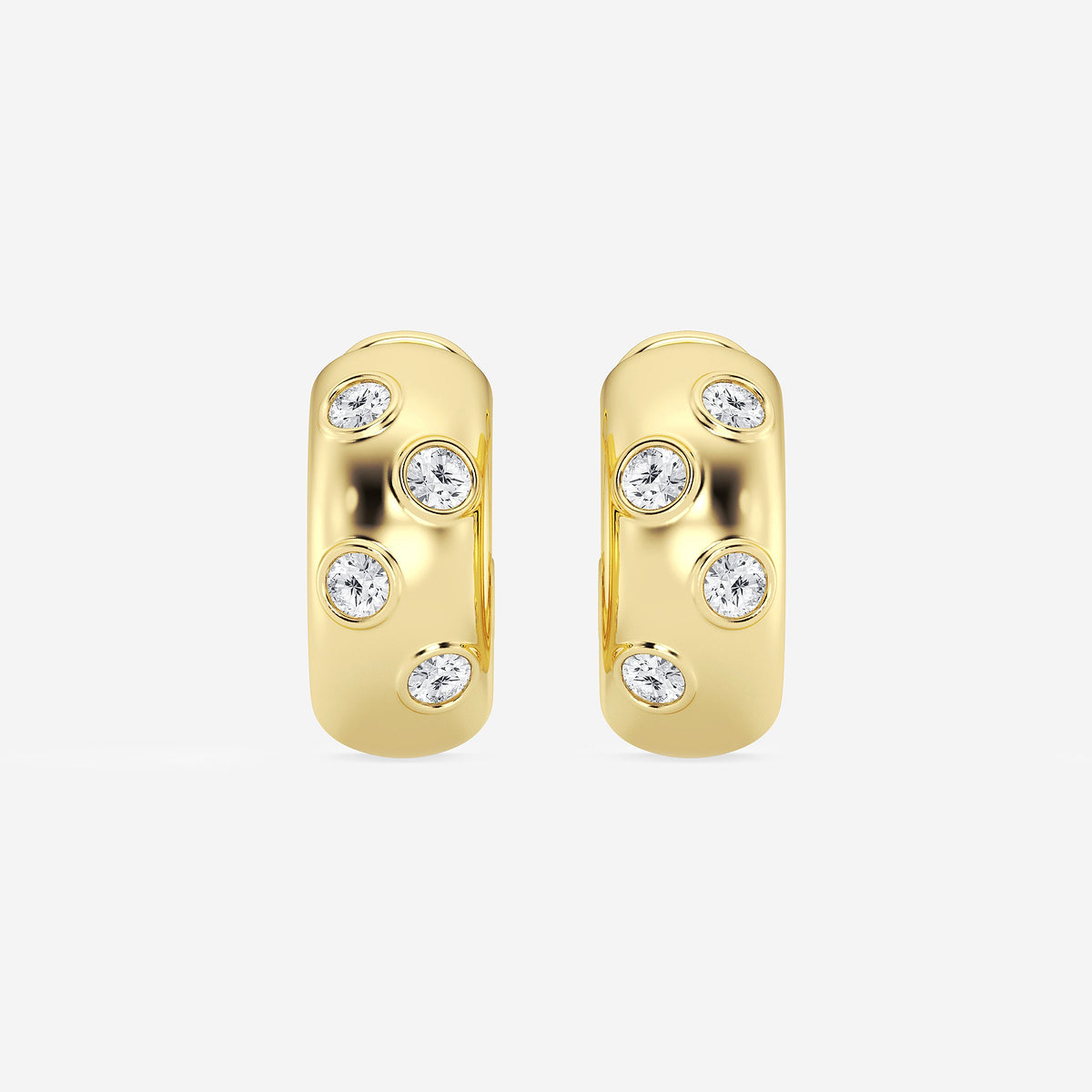 2 ctw Round Lab Grown Diamond Huggie Hoop Earrings    14K Yellow Gold, DE, VS1