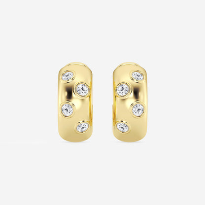 2 ctw Round Lab Grown Diamond Huggie Hoop Earrings    14K Yellow Gold, DE, VS1