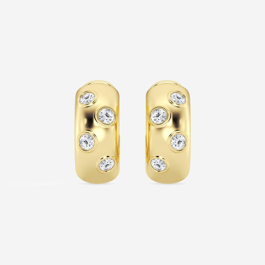 2 ctw Round Lab Grown Diamond Huggie Hoop Earrings    14K Yellow Gold, DE, VS1