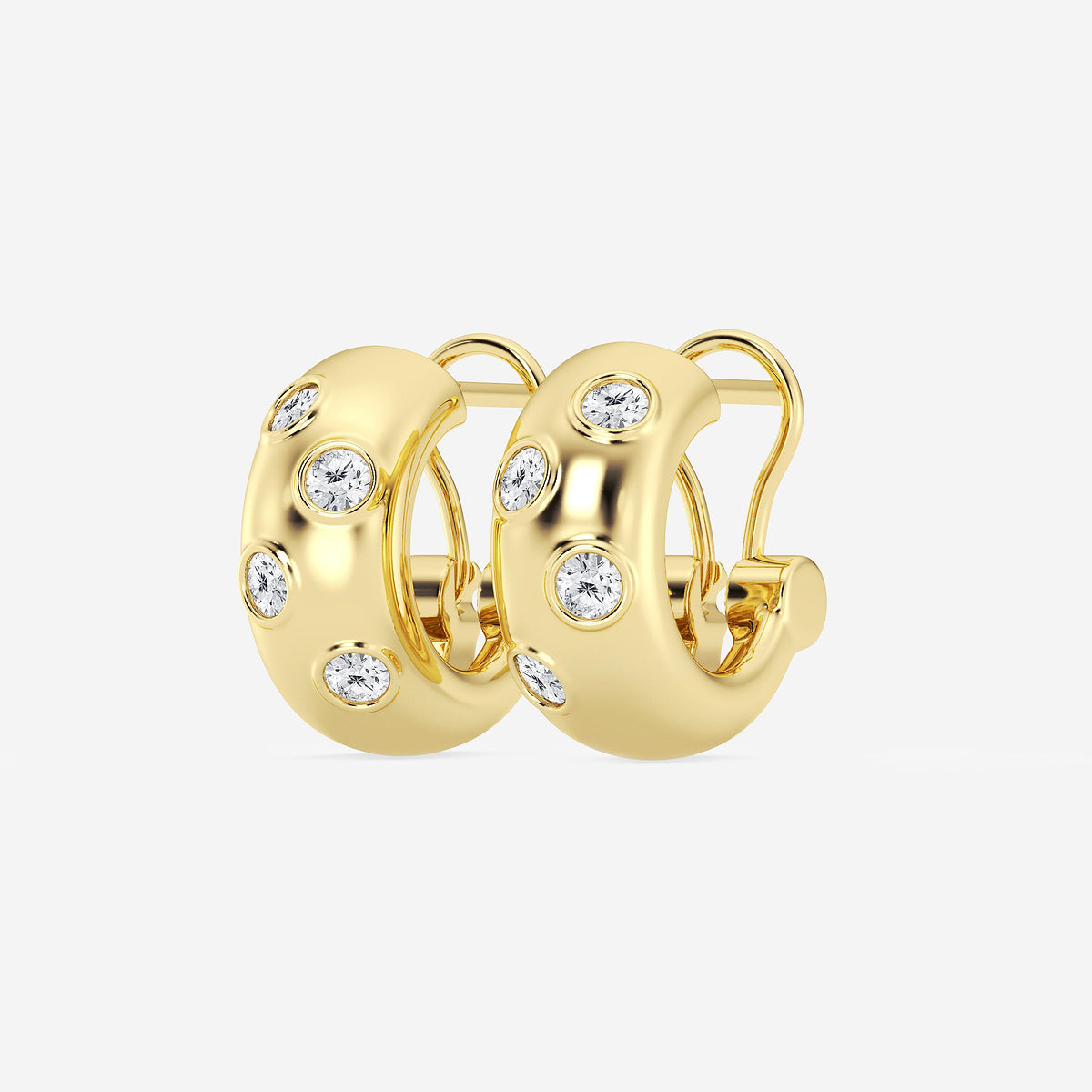 2 ctw Round Lab Grown Diamond Huggie Hoop Earrings    14K Yellow Gold, DE, VS1