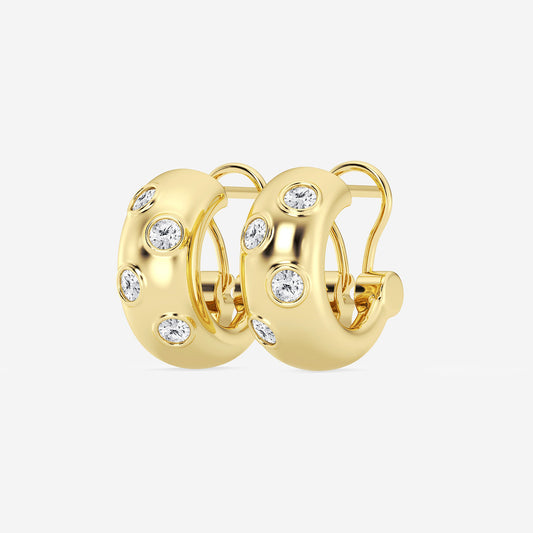 2 ctw Round Lab Grown Diamond Huggie Hoop Earrings    14K Yellow Gold, DE, VS1