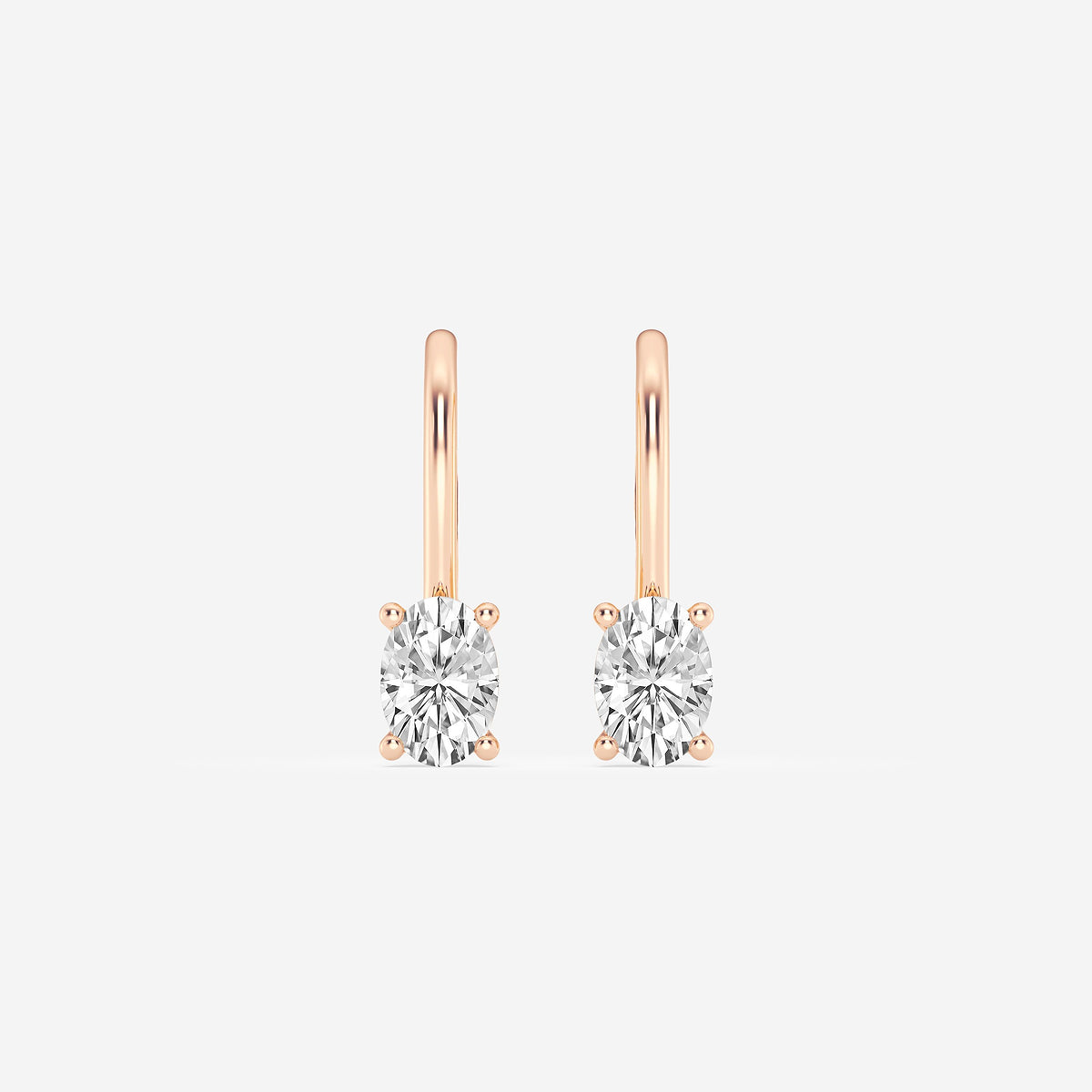 2 ctw Oval Lab Grown Diamond Earrings    14K Rose Gold, E, VS1