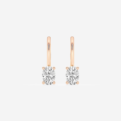 2 ctw Oval Lab Grown Diamond Earrings    14K Rose Gold, E, VS1
