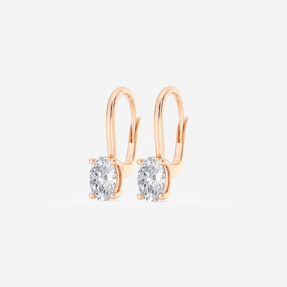2 ctw Oval Lab Grown Diamond Earrings    14K Rose Gold, E, VS1