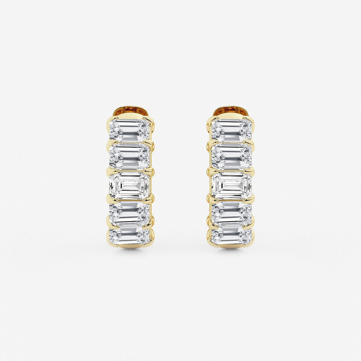 1 1/2 ctw Emerald Lab Grown Diamond Huggie Hoop Earrings    14K Yellow Gold, DE, VS1