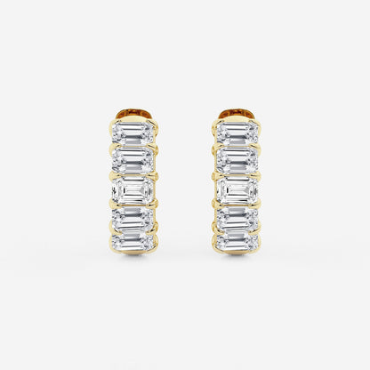 1 1/2 ctw Emerald Lab Grown Diamond Huggie Hoop Earrings    14K Yellow Gold, DE, VS1