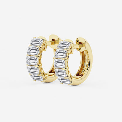 1 1/2 ctw Emerald Lab Grown Diamond Huggie Hoop Earrings    14K Yellow Gold, DE, VS1