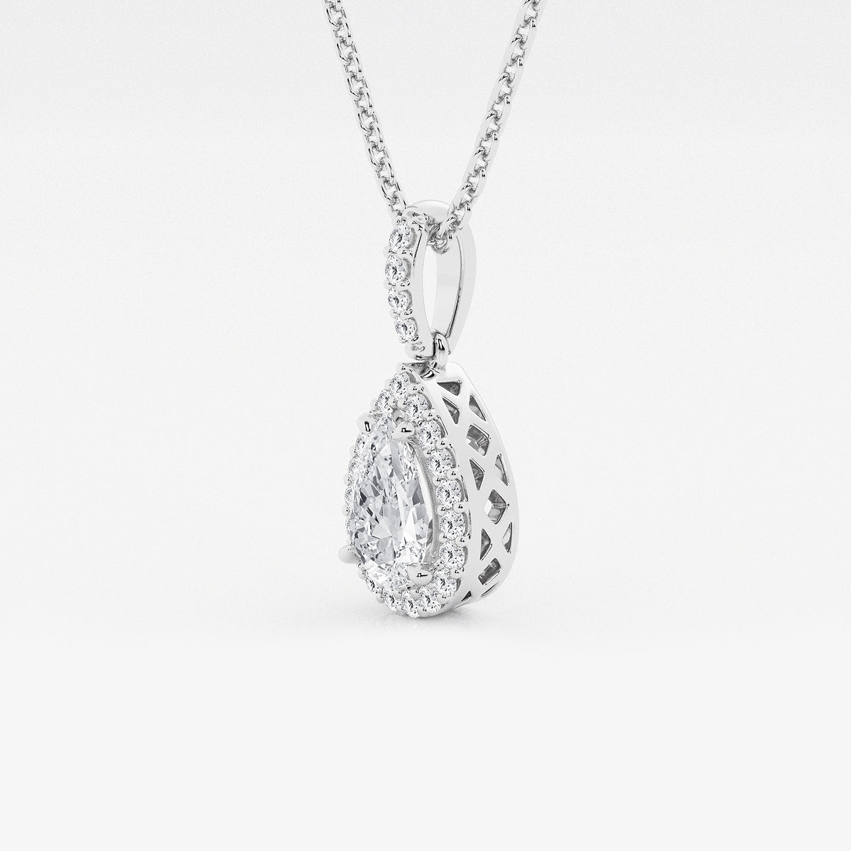 Pear Diamond Halo Pendant