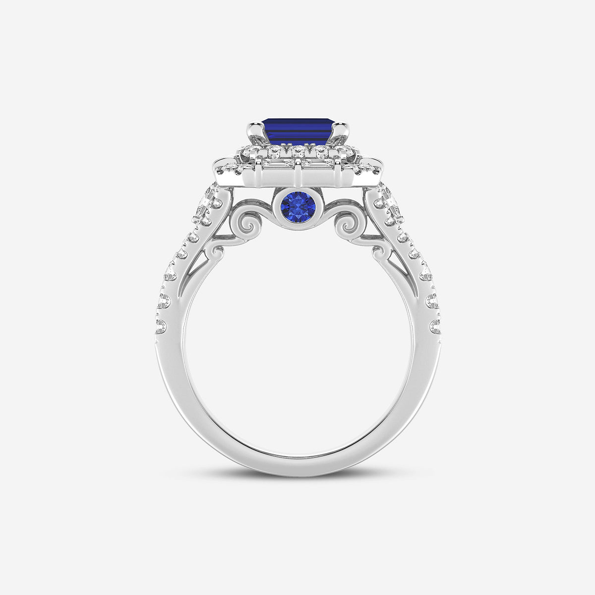 Edelweiss Emerald Cut Sapphire Ring with Multi-Shape Diamonds