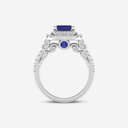 Edelweiss Emerald Cut Sapphire Ring with Multi-Shape Diamonds