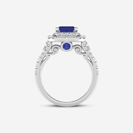 Edelweiss Emerald Cut Sapphire Ring with Multi-Shape Diamonds
