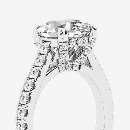 Secret Oval Diamond Hidden Halo Engagement Ring