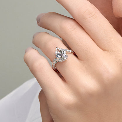 Rebecca Pear Diamond Twisted Bypass Side Stone Ring in Platinum - 3.5 CTW