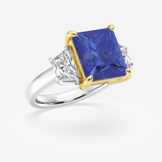 Moonflower Princess Sapphire Ring with Half-Moon Diamonds