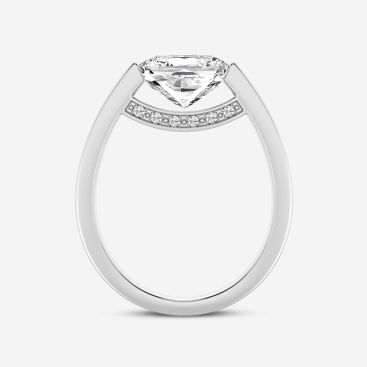 Veronica Elongated Cushion Diamond Engagement Ring with Pavé